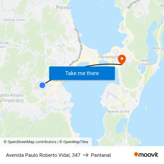 Avenida Paulo Roberto Vidal, 347 to Pantanal map