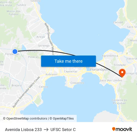 Avenida Lisboa 233 to UFSC Setor C map