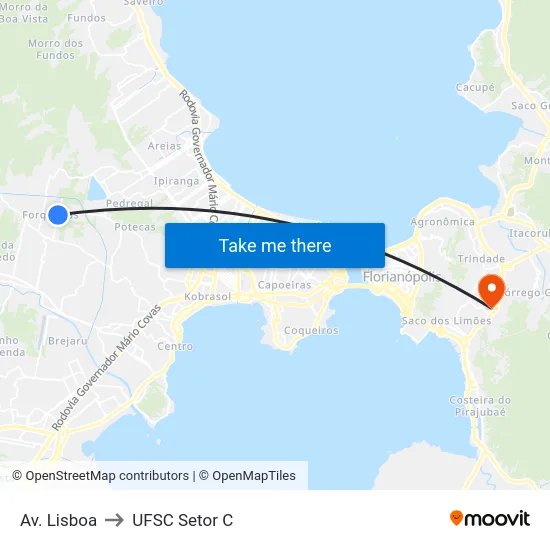 Avenida Lisboa 573 to UFSC Setor C map