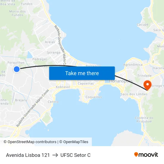 Avenida Lisboa 121 to UFSC Setor C map