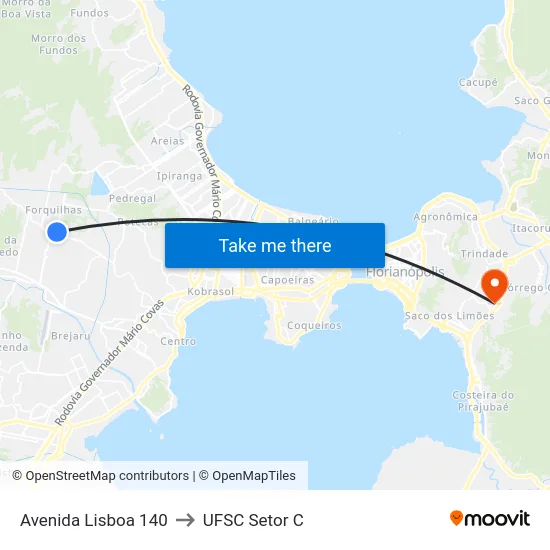 Avenida Lisboa 140 to UFSC Setor C map