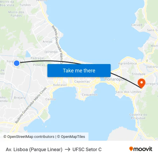 Avenida Lisboa 772 to UFSC Setor C map