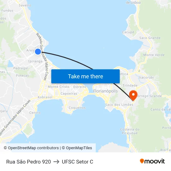 Rua São Pedro 920 to UFSC Setor C map