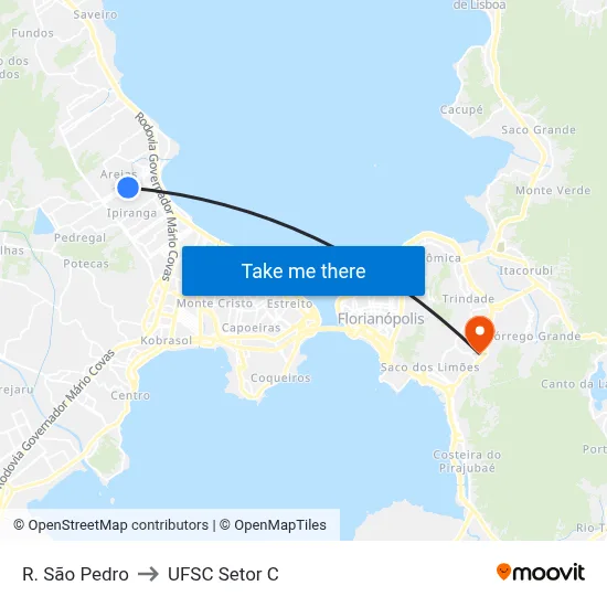 R. São Pedro to UFSC Setor C map