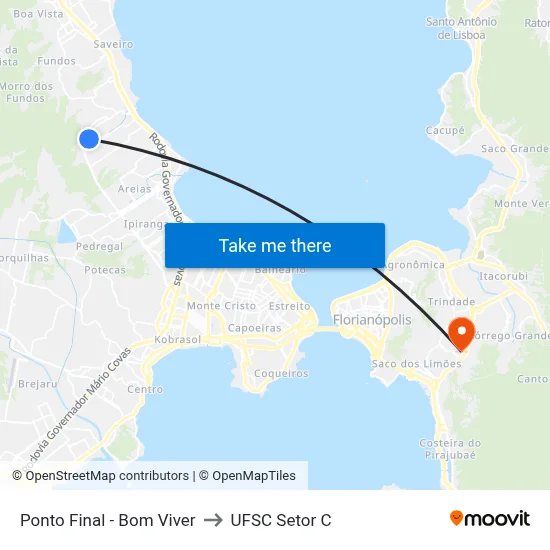 Ponto Final - Bom Viver to UFSC Setor C map