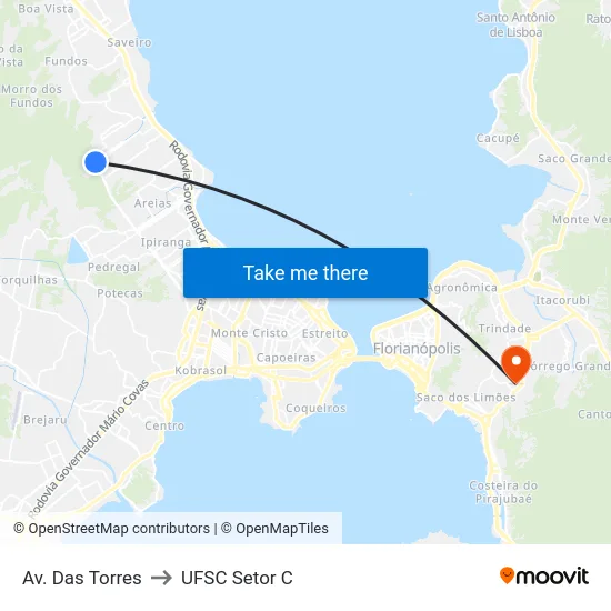 Avenida Osvaldo José Do Amaral to UFSC Setor C map