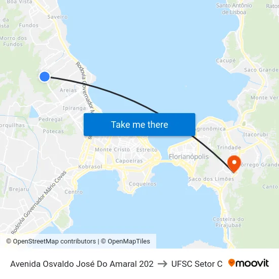 Avenida Osvaldo José Do Amaral 202 to UFSC Setor C map