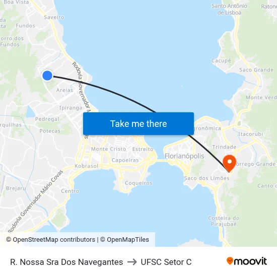 R. Nossa Sra Dos Navegantes to UFSC Setor C map