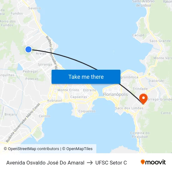 Avenida Osvaldo José Do Amaral to UFSC Setor C map