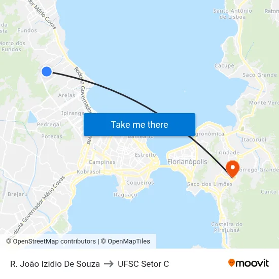 R. João Izidio De Souza to UFSC Setor C map