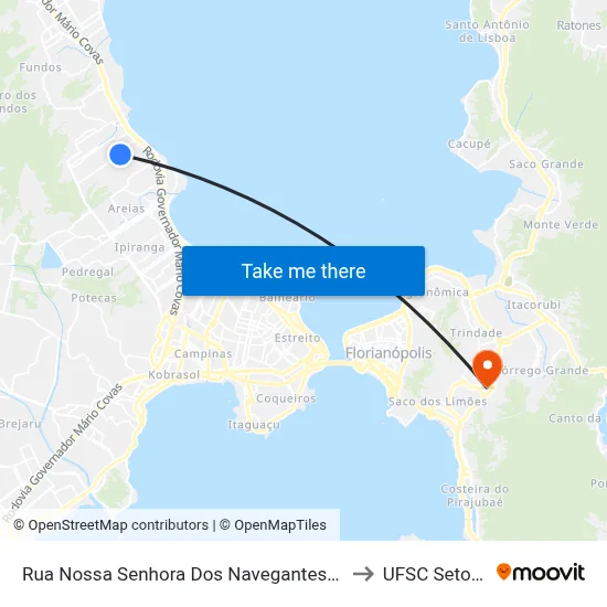 Rua Nossa Senhora Dos Navegantes 719 to UFSC Setor C map