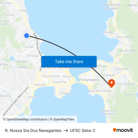 R. Nossa Sra Dos Navegantes to UFSC Setor C map