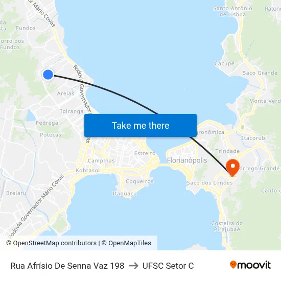 Rua Afrísio De Senna Vaz 198 to UFSC Setor C map