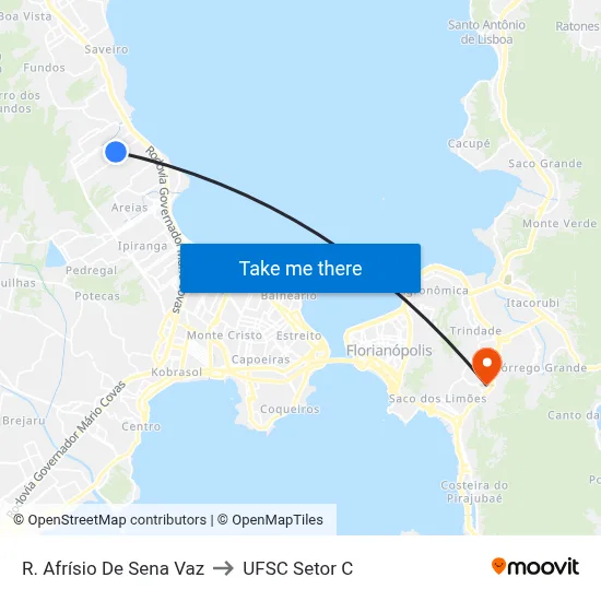 R. Afrísio De Sena Vaz to UFSC Setor C map
