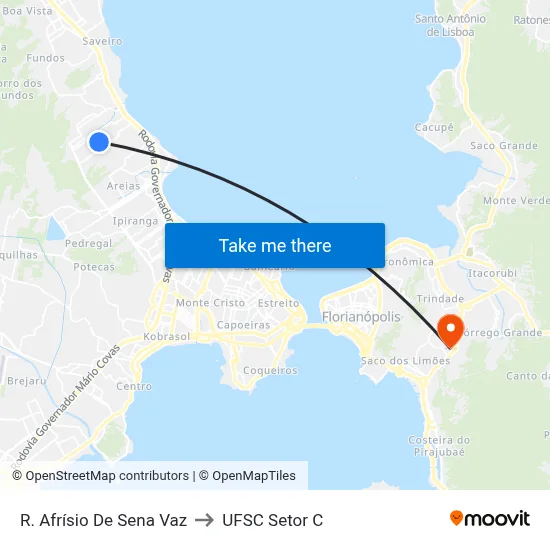 R. Afrísio De Sena Vaz to UFSC Setor C map