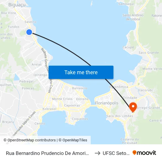Rua Bernardino Prudencio De Amorim 277 to UFSC Setor C map