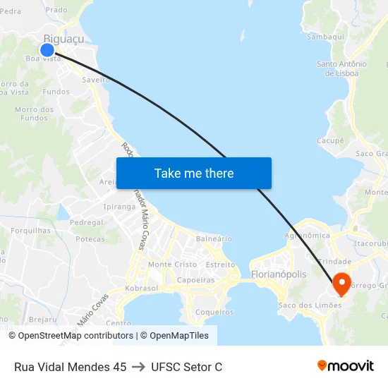 Rua Vidal Mendes 45 to UFSC Setor C map