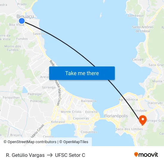 R. Getúlio Vargas to UFSC Setor C map