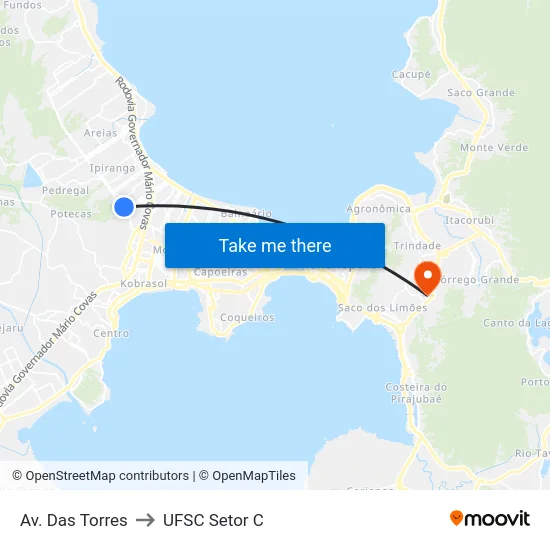 Av. Das Torres to UFSC Setor C map