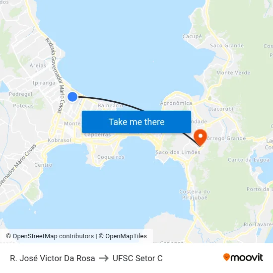 R. José Victor Da Rosa to UFSC Setor C map
