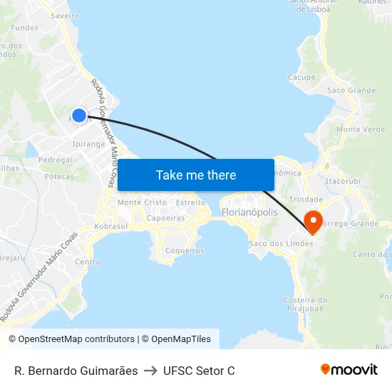 R. Bernardo Guimarães to UFSC Setor C map
