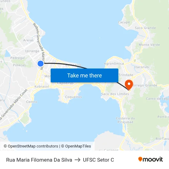 Rua Maria Filomena Da Silva to UFSC Setor C map