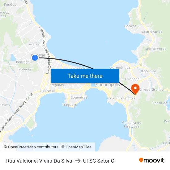 Rua Valcionei Vieira Da Silva to UFSC Setor C map