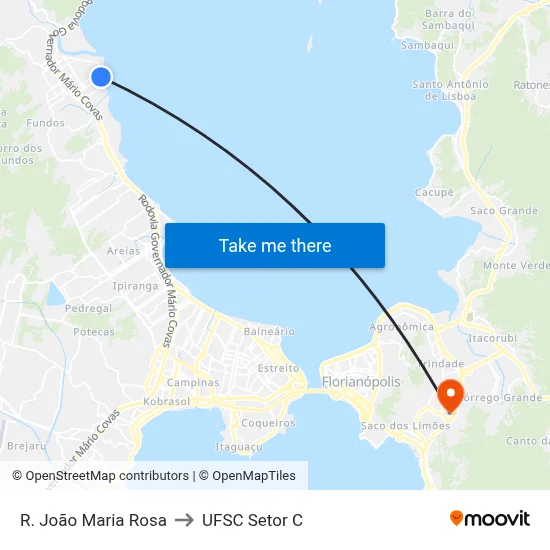 R. João Maria Rosa to UFSC Setor C map