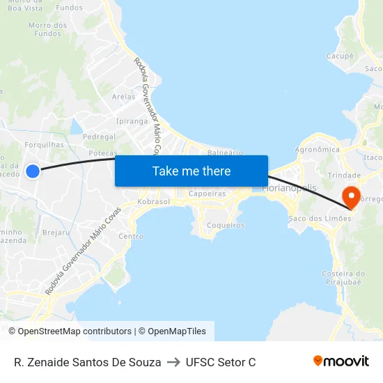 R. Zenaide Santos De Souza to UFSC Setor C map