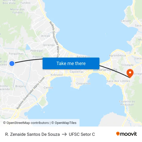 R. Zenaide Santos De Souza to UFSC Setor C map