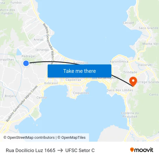 Rua Docilicio Luz 1665 to UFSC Setor C map