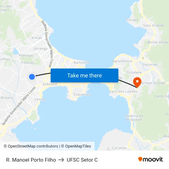 R. Manoel Porto Filho to UFSC Setor C map