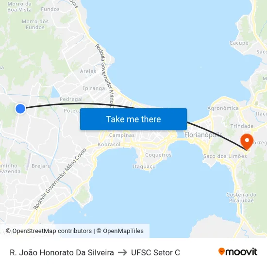 R. João Honorato Da Silveira to UFSC Setor C map