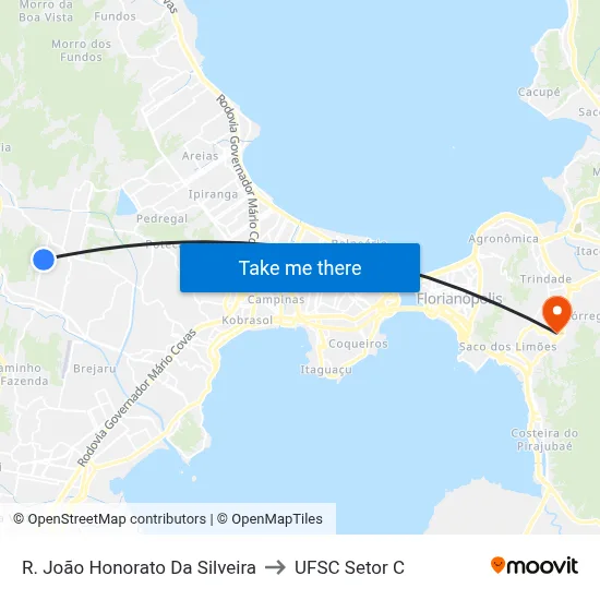 R. João Honorato Da Silveira to UFSC Setor C map