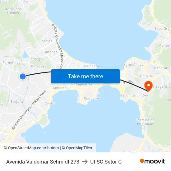 Avenida Valdemar Schmidt,273 to UFSC Setor C map