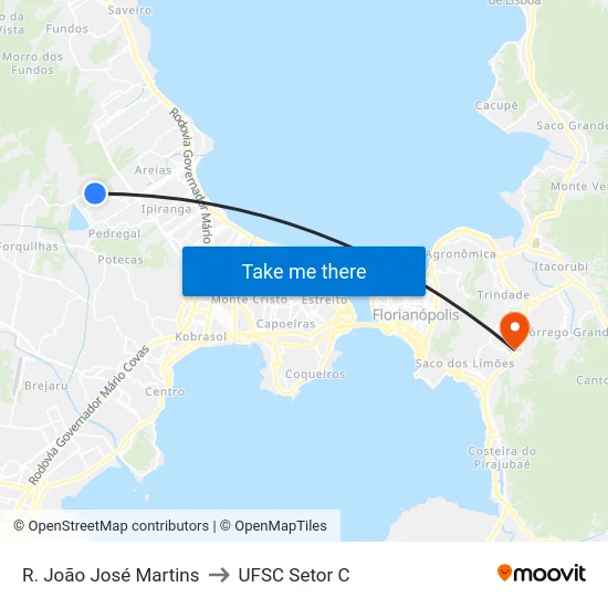 Rua João José Martins 696 to UFSC Setor C map