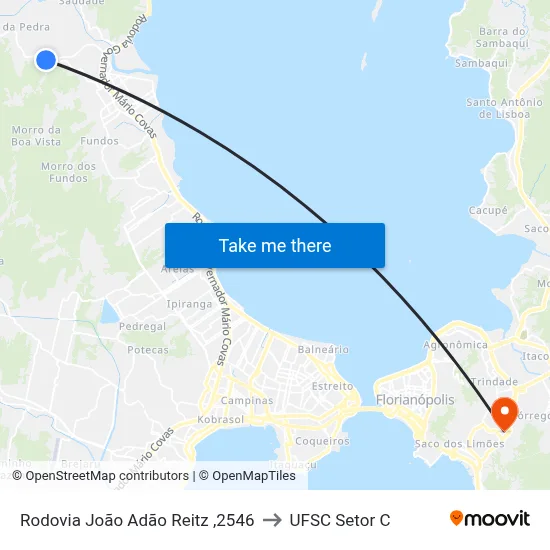 Rodovia João Adão Reitz ,2546 to UFSC Setor C map