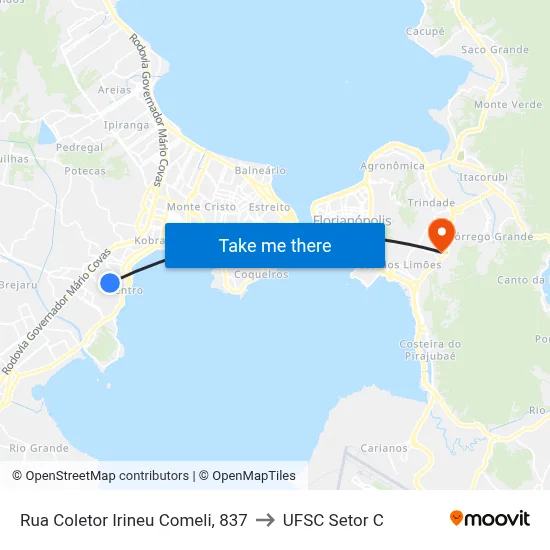 Rua Coletor Irineu Comeli, 837 to UFSC Setor C map