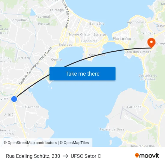Rua Edeling Schütz, 230 to UFSC Setor C map