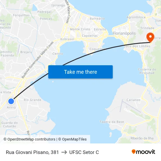 Rua Giovani Pisano, 381 to UFSC Setor C map