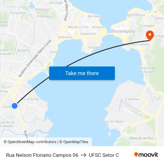Rua Nelson Floriano Campos 06 to UFSC Setor C map