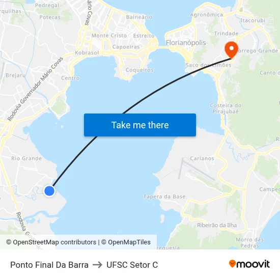 Ponto Final Da Barra to UFSC Setor C map