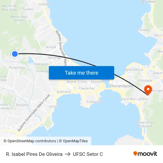 R. Isabel Pires De Oliveira to UFSC Setor C map