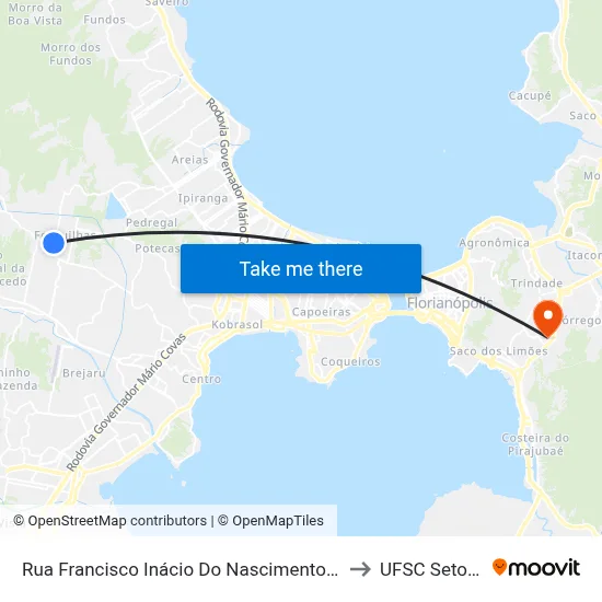 Rua Francisco Inácio Do Nascimento 235 to UFSC Setor C map