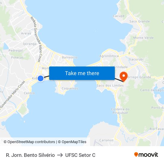 R. Jorn. Bento Silvério to UFSC Setor C map