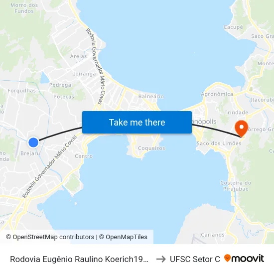 Rodovia Eugênio Raulino Koerich1900 to UFSC Setor C map