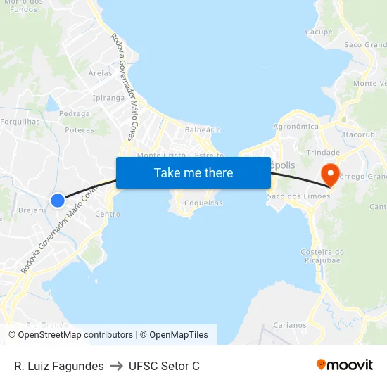 R. Luiz Fagundes to UFSC Setor C map