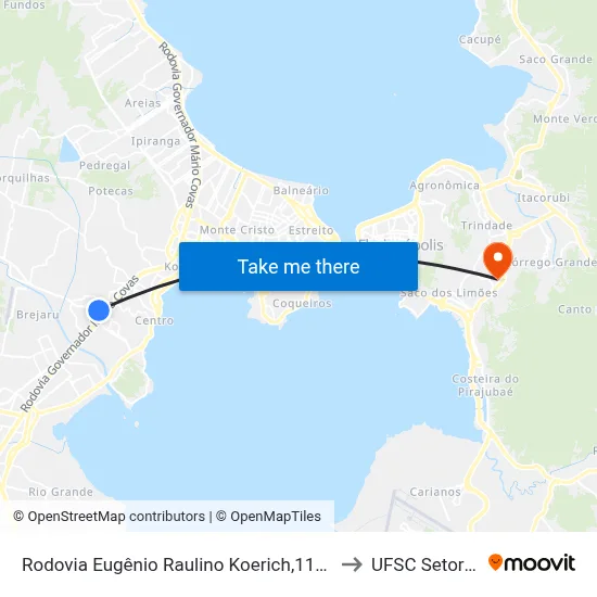 Rodovia Eugênio Raulino Koerich,1114 to UFSC Setor C map