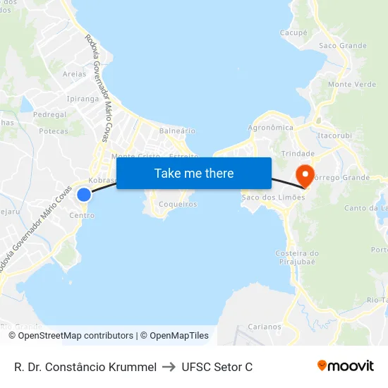 R. Dr. Constâncio Krummel to UFSC Setor C map