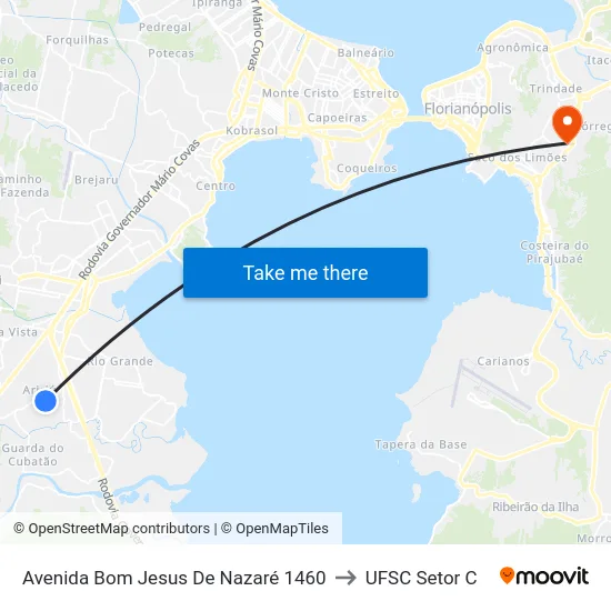 Avenida Bom Jesus De Nazaré 1460 to UFSC Setor C map